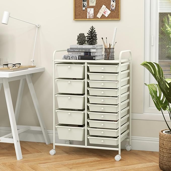GOFLAME 15-Drawer Rolling Storage Cart, Craft Storage Cart - Image 2