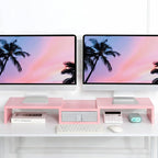 TEAMIX Pink Dual Monitor Stand Riser - Image 2