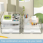 OUTIOE 4-Tier Paper Organizer for Desk, Stackable Desk Organizer Paper Tray - Image 7