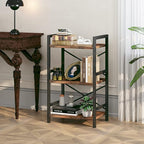 Homeiju Bookshelf, 3 Tier Industrial Bookcase, Metal Small Bookcase, Rustic - Image 4