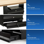 POCHAR Under Desk 2-Tier Drawer with Lock, Steel Slide Out Storage Drawer | Under Table Dual Tier Secure Drawer with Cable Management, Undermount Drawer Storage Organizer for Standing Desk, Workstation