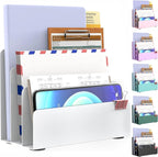 OUTIOE Mail Organizer Countertop, Small Desk File Organizer, Metal File Holder by OUTIOE