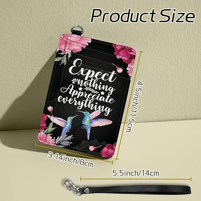 BWEGRHE Small Travel Wallets, Humingbird Flower Slim Minimalist Front Pocket - Image 2