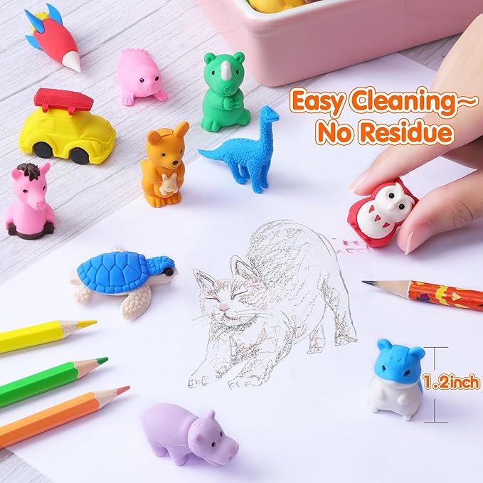 100 Pack Animal Erasers Desk Pet - Image 5