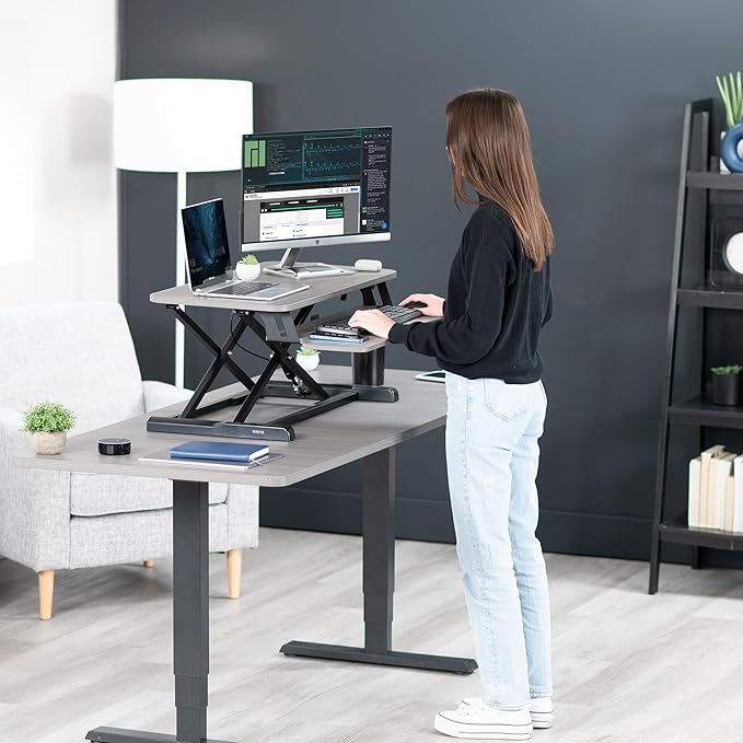 VIVO 32 inch Desk Converter, K Series, Height Adjustable Sit to Stand Riser - Image 9