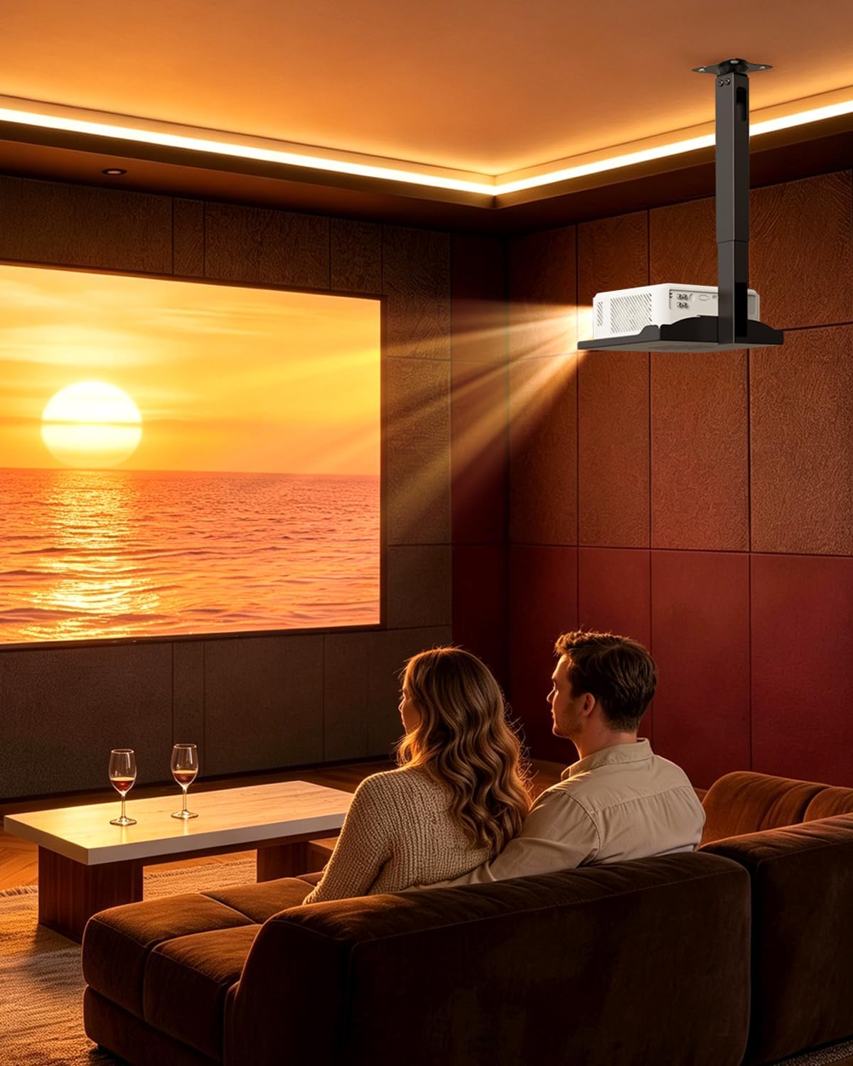 PUTORSEN Universal Projector Ceiling Mount with Tray & 360° Swivel Arm