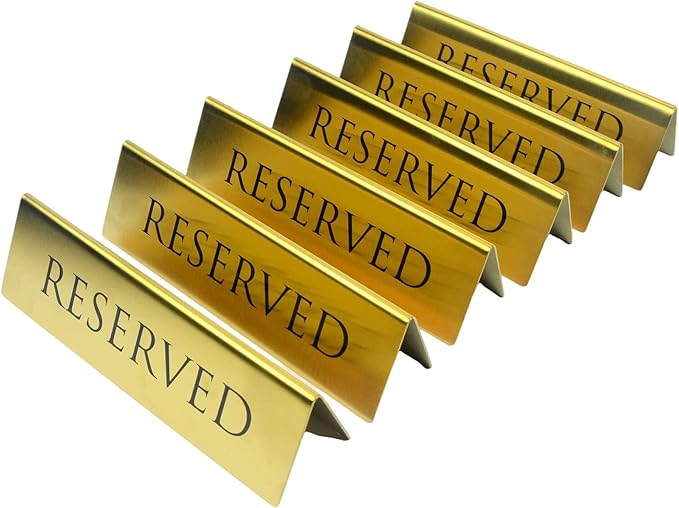 Golden Metal Table Top Reserved Sign by BARsics
