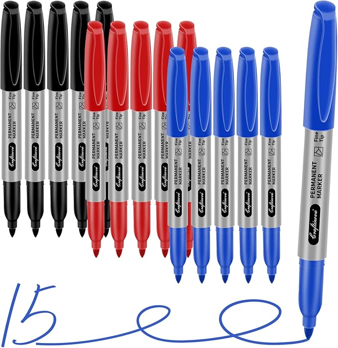 craftinova Fine Point Assorted Colors Permanent Markers Set, Works on Paper by Craftinova