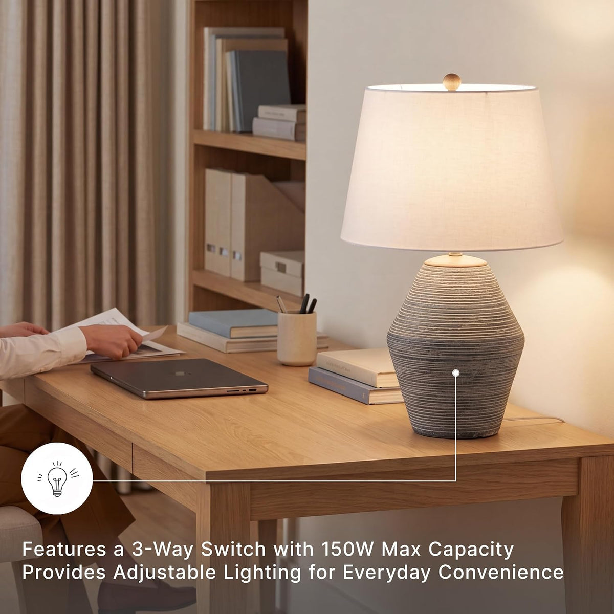 Signature Design by Ashley 1-Piece Table Lamp, Blue Terracotta