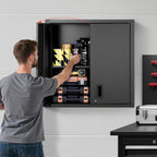 vevor metal wall cabinet, 30w x 12.2d x shown in use