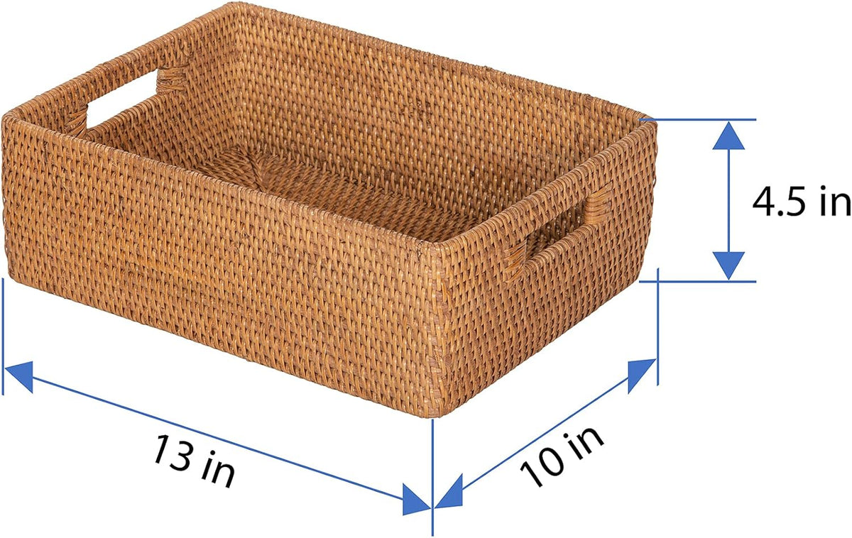 KOUBOO Laguna Rattan Shelf Organizer Basket, Wicker Storage Bin,Honey Brown