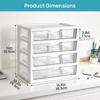 vtopmart clear desktop organizer, 4-tier drawer storage with shown in use