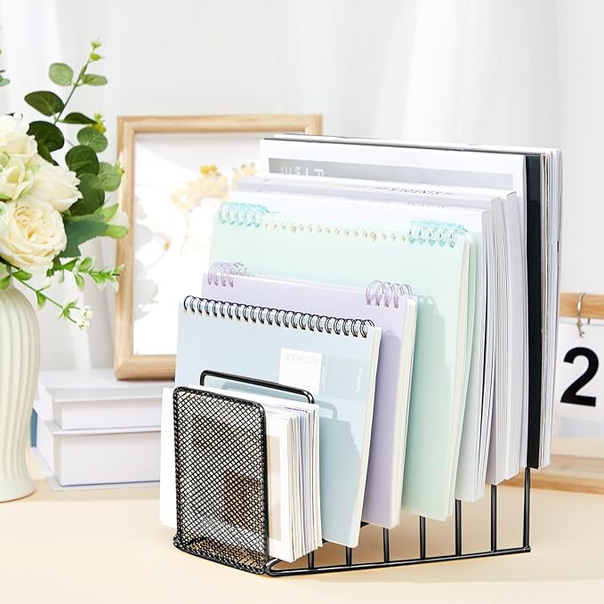 4 Pcs 7 Section Incline File Sorter Metal Wire Mesh File Rack - Image 5