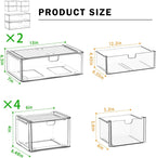 caktraie 6-pack acrylic stackable storage drawers for vanity, side view