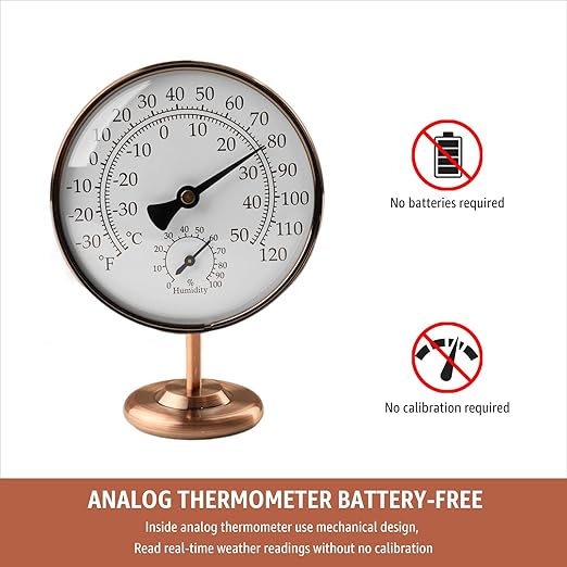 Foxyoo 4-Inch Indoor Thermometer and Humidity Gauge, Room Analog Temperature - Image 7