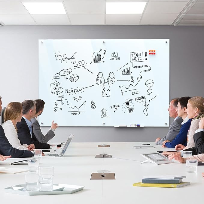 MaxGear Glass Whiteboard Wall Mounted, Frameless Magnetic Dry Erase Board - Image 5