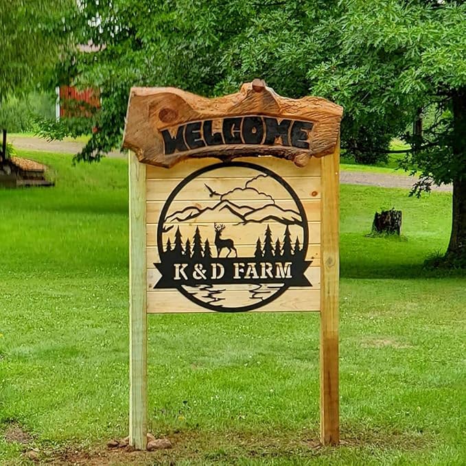 RealSteel Personalized Outdoor Metal Sign, Customize the Great Outdoor Deer & - Image 7