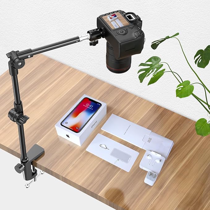 Webcam Stand Camera Mount with Phone Holder & 5/8" Screw, 22in Flexible - Image 2