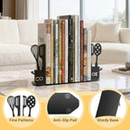 ENCIMART Metal Book Ends for Shelves, Kitchen Bookends Home Decorative Bookends for Heavy Books, Unique Cute Cookbook Organizer Book Holder for Kitchen Housewarming Cooking Book Lover Gifts, Black
