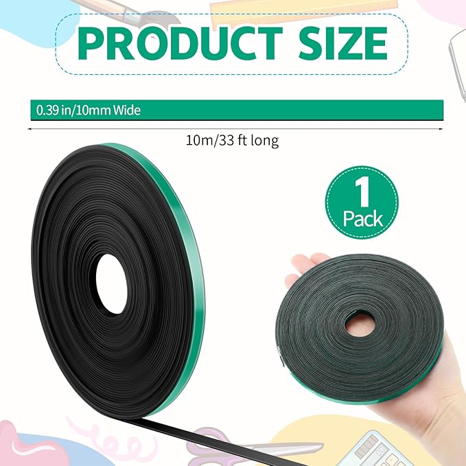 AmazingSpark Magnetic Tape Roll Thin Strips, 0.39 Inch x 33 Feet Magnetic Board - Image 2