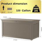 Decksplore 320 Gallon Outdoor Storage Box Waterproof Lockable Resin Deck Box - Image 3