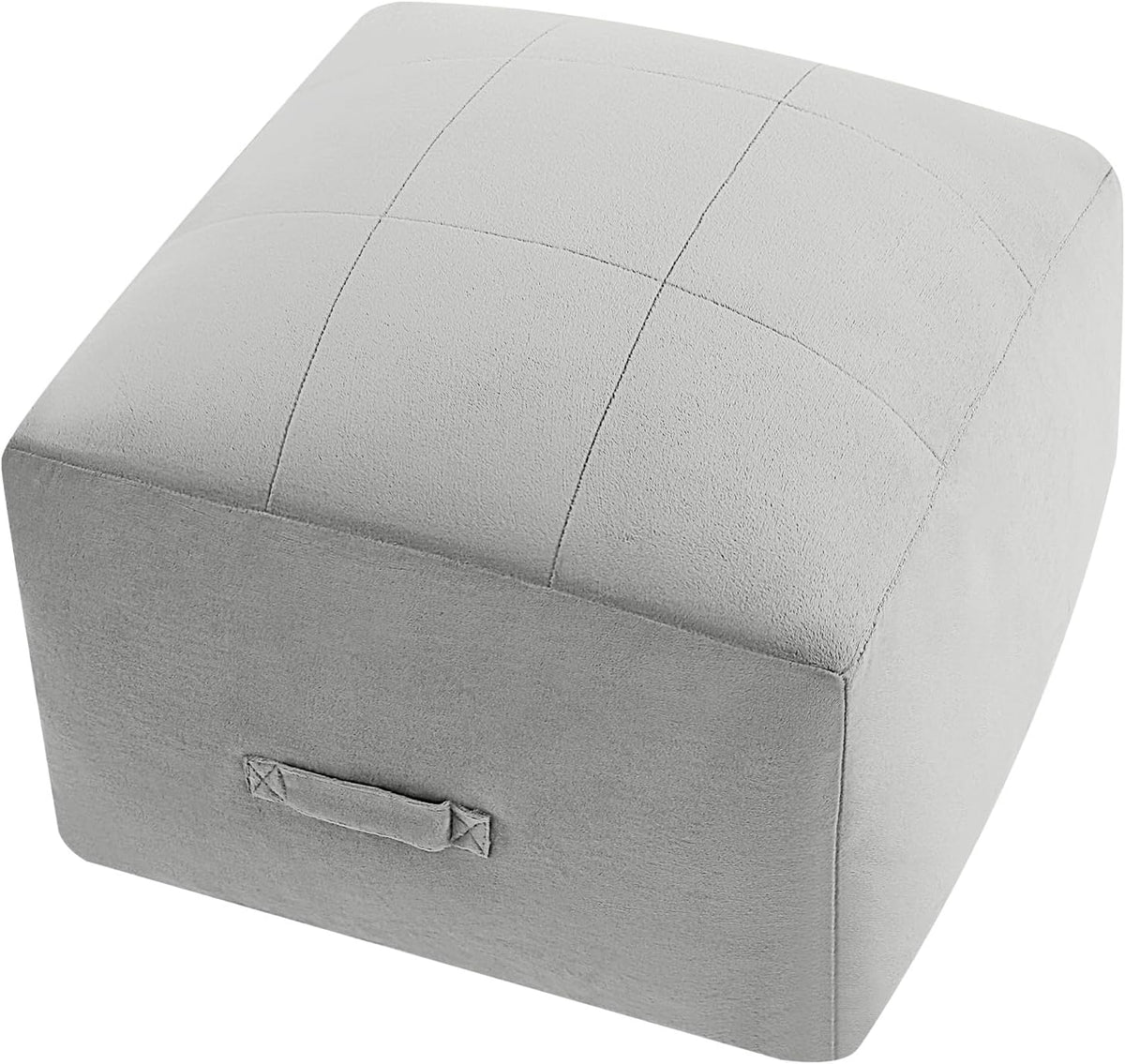 MeMoreCool Grid Square Pouf Ottoman Foot Rest 20x20x15 Inches, Light Grey