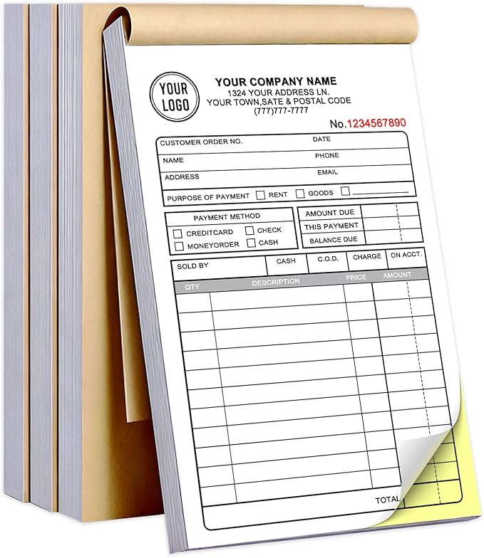 Custom Invoice Book with Logo 100 Set Personalized Receipt Books Customized by Unknown