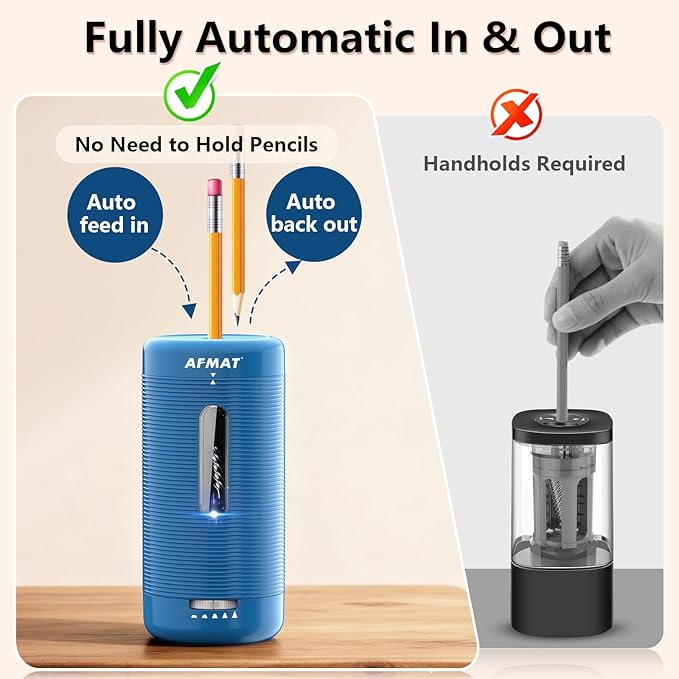 AFMAT Electric Pencil Sharpener, Fully Automatic Pencil Sharpener, Auto in & Out - Image 2