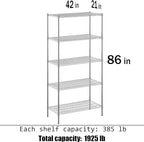 Regal Altair 21" Deep x 42" Wide x 86" Height Wire Shelving Kit | 5-Tier | NSF - Image 3