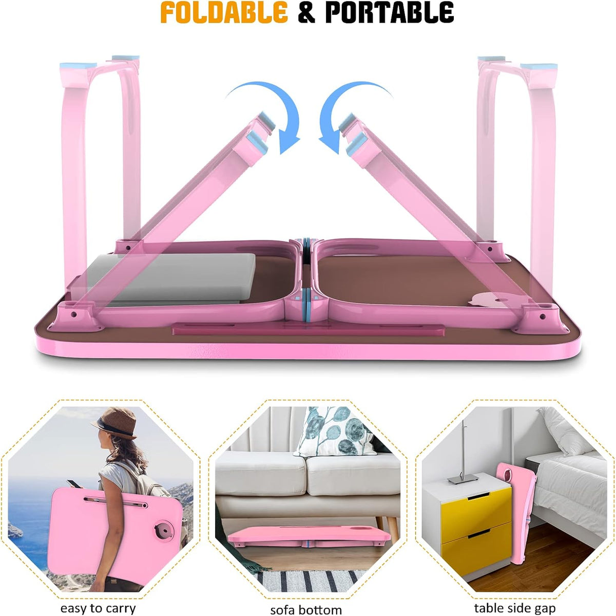 Fayquaze Lap Laptop Desk, Portable Foldable Laptop Bed Table with Storage Dra...