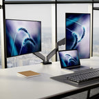 mount-it! dual monitor desk mount, 13-32", 17.6 lbs, front angle view