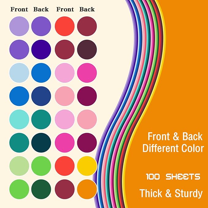 Livholic 100 Pack Heavy Duty Paper Colored Cardstock Front Back Different Color - Image 2