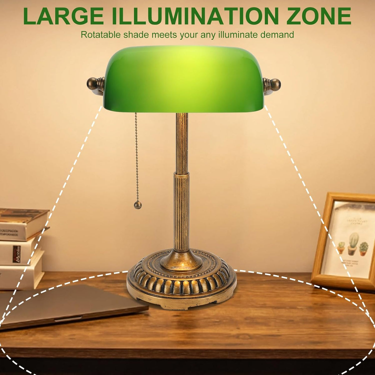NISSAFORS Bankers Lamp, Green Desk Lamp with Pull Switch, Vintage Table Lamps...