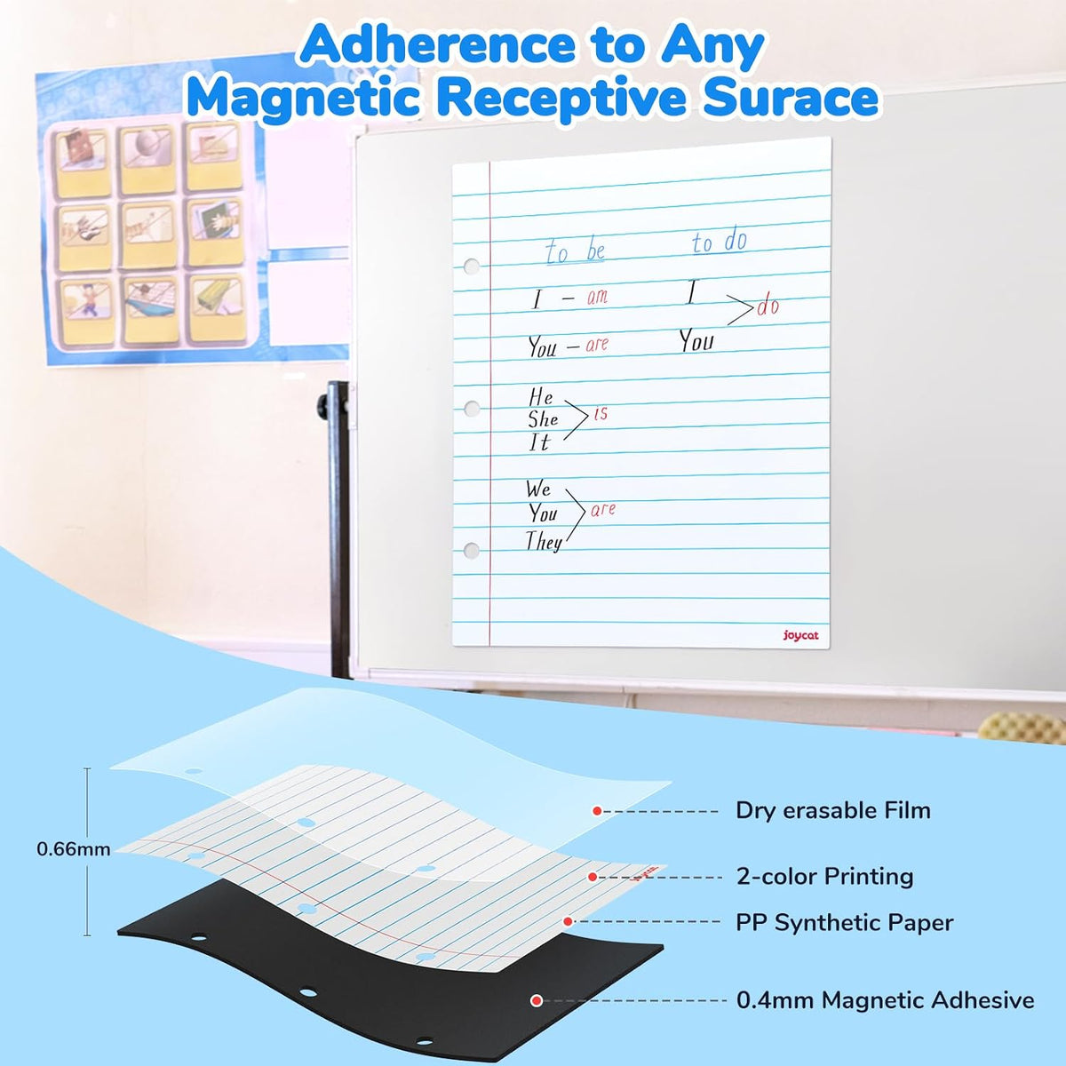 JoyCat Giant Magnetic Notebook Paper, 22 x 28 Dry Erase Lined Sheet