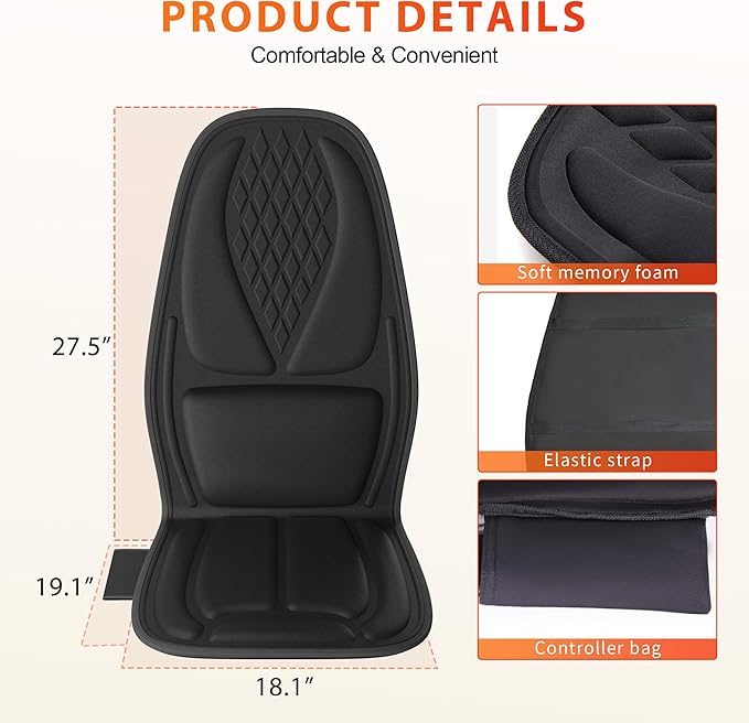 comrelax Back Massager with Heat, Seat Massager with 8 Powerful Vibration Motors - Image 6