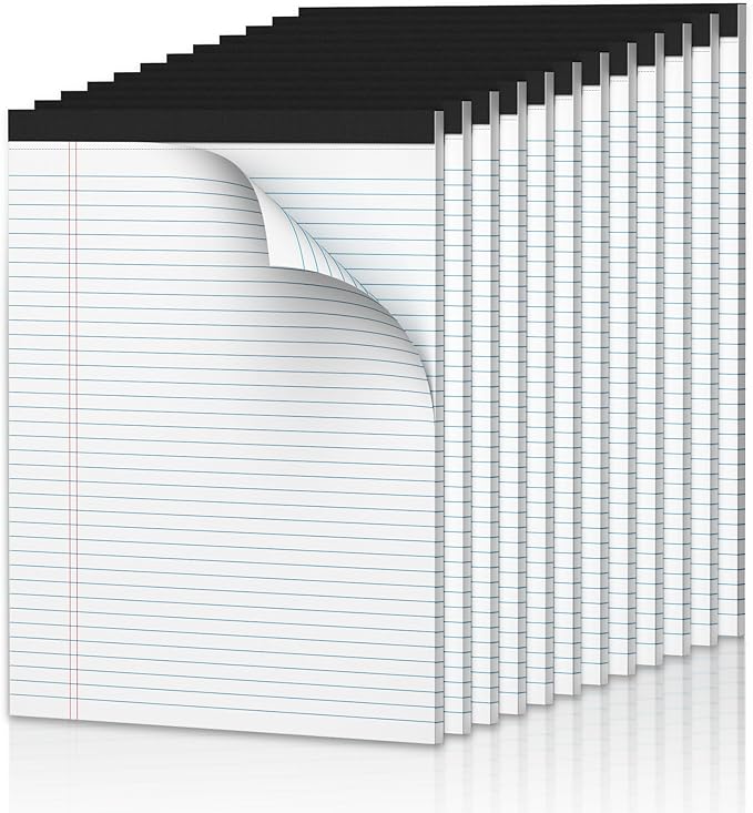 Legal Pads 8.5 x 11.75 Inch Notepad, 12 Pack White Legal Pads 8.5 x 11.75 by NotePads