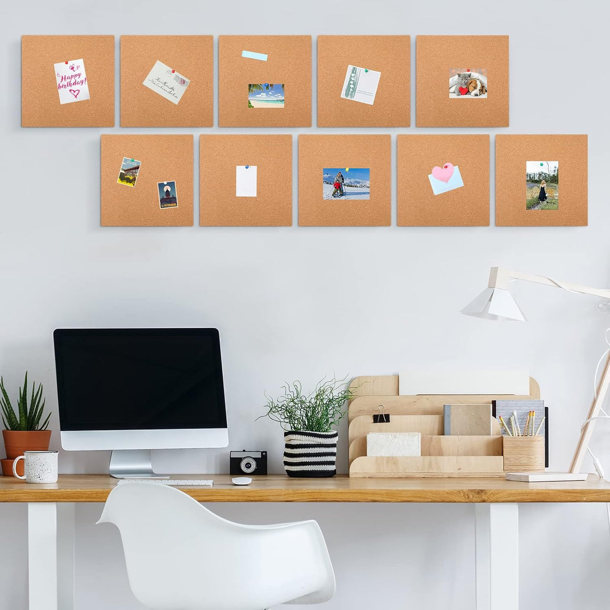 Kosiz 30 Pack 12x12 Cork Board Squares Bulk 1/4" Cork Board Tiles for Wall