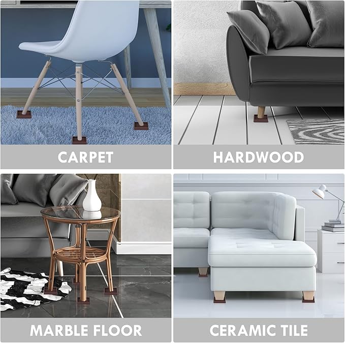 VOCOMO 5X5 Rubber Caster Cups, Non Slip Furniture Pads, Anti-Slip Gripper - Image 6
