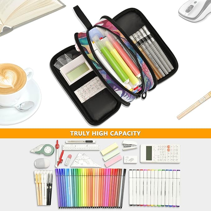 BOENLE Watercolor Dragon Pencil Case Box Boys Girls Large Pencil Pouch - Image 5