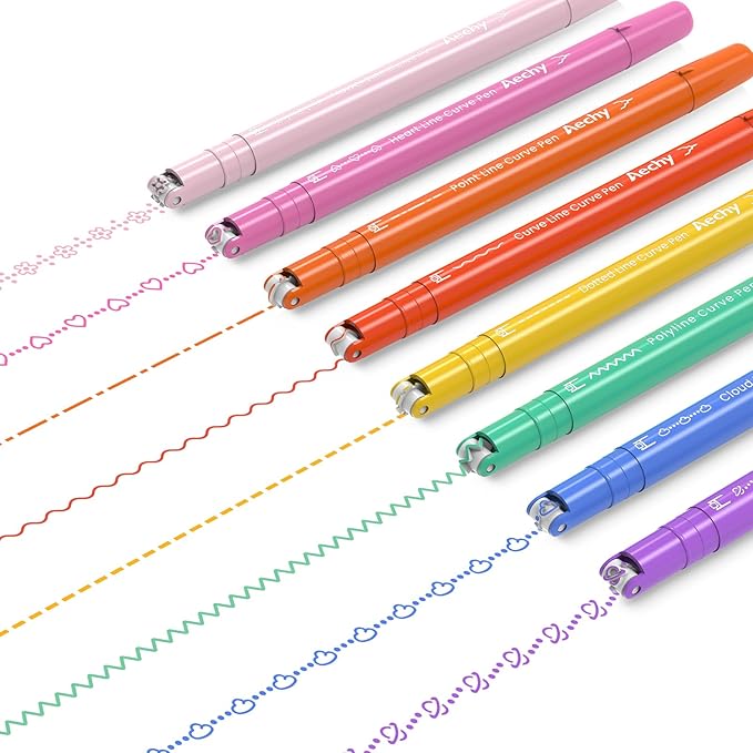 AECHY 8PCS Curve Highlighter Pen by AECHY
