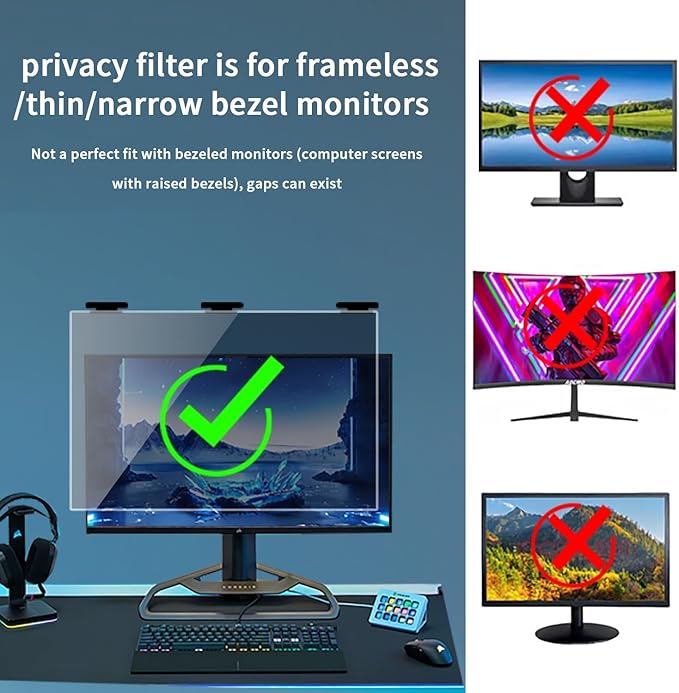 2 Pack Magnetic Hanging Computer Privacy Screen 32 Inch - Image 2