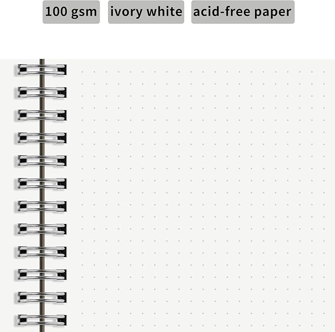 HULYTRAAT Large Dot Grid Spiral Notebook, 8.5" x 11", Premium 100gsm Ivory - Image 3