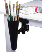 clip-on paint brush holder, 360-degree adjustable artist caddy, side view