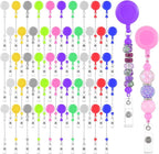 50 Pcs Colorful Beadable Badge Reel, Retractable Clips Holder Beaded Blank Bars by Unknown
