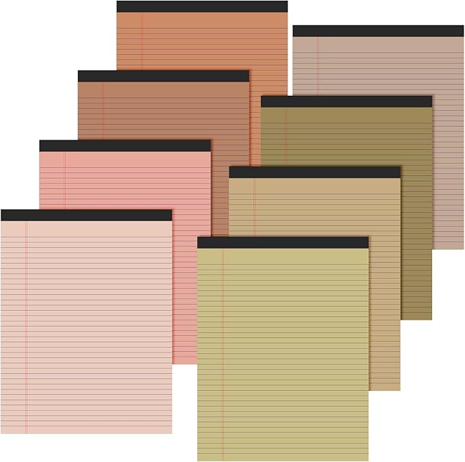 Fuutreo 8 Pcs 8.5'' x 11'' Colored Legal Pad Writing Pads Narrow Ruled 50 by Fuutreo