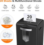 Bonsaii Heavy Duty Paper Shredder, 20 Sheet 40 Mins Large Office Crosscut - Image 2