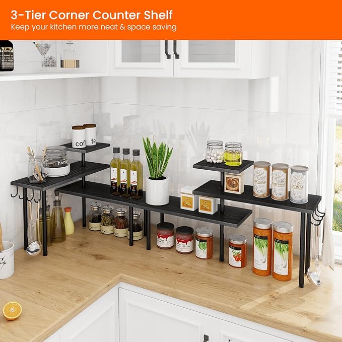Homode Bathroom Counter Organizer Corner Shelf, Kitchen Countertop Organizer - Image 3