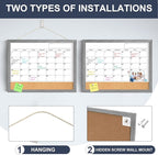 Calendar Whiteboard for Wall, 18x24 Inches Dry Erase Calendar Cork Board Combo - Image 2