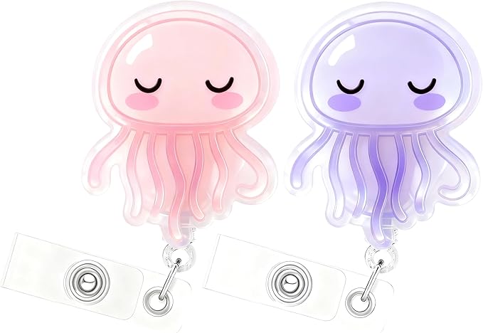 2Pcs Funny Jellyfish Badge Reel Retractable by Unknown