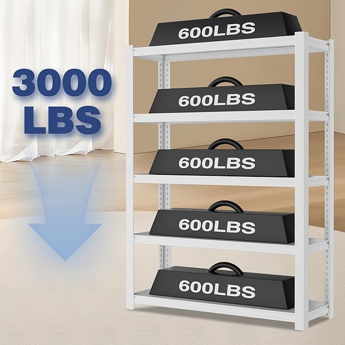 WORKPRO 3000lbs 5-Tier Shelving Unit, Boltless Garage Shelving Unit - Image 4